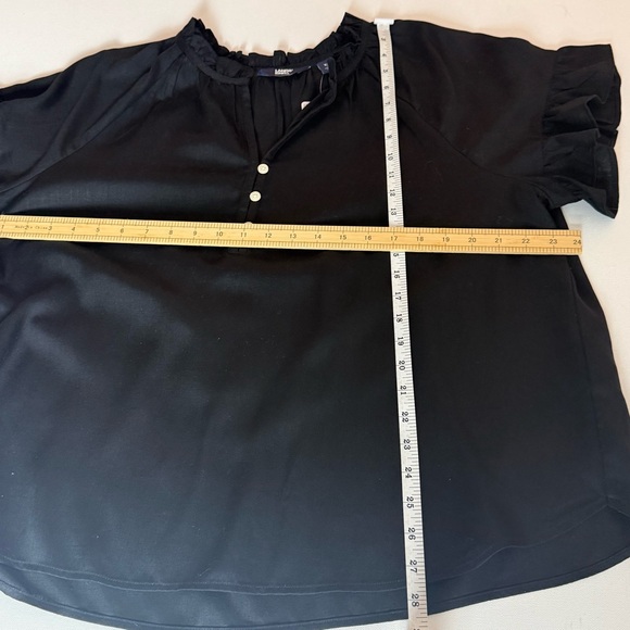 Lands’ End Black TENCEL™ Lyocell Ruffle Sleeve Blouse Women’s XL NWT - Picture 9 of 11